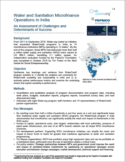 ​Water and sanitation microfinance operations in India thumbnail
