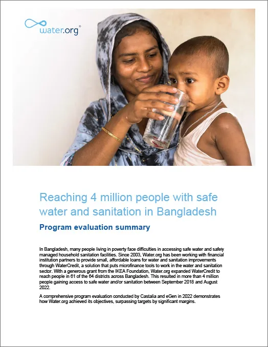 Reaching 4 million people with safe water and sanitation in Bangladesh: Program evaluation summary
