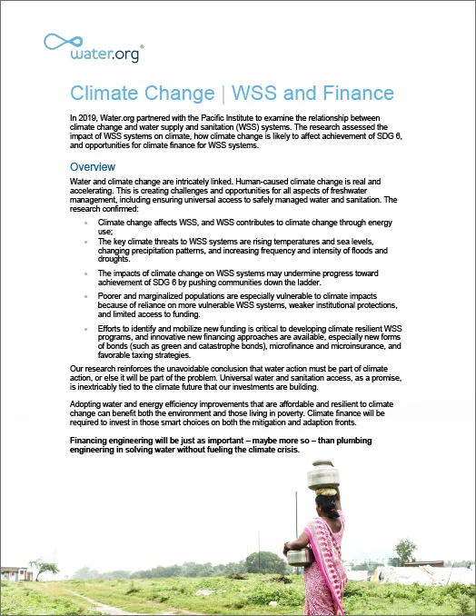 Climate change WSS and finance brief thumbnail