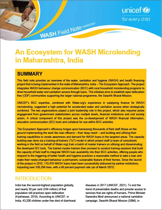 ​An ecosystem for WASH microlending in Maharashtra India thumbnail