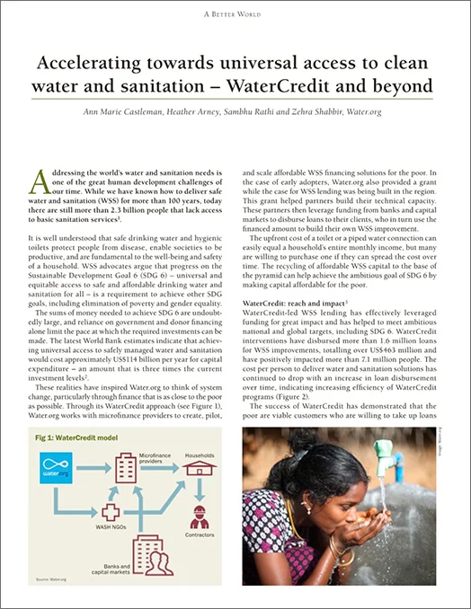 Accelerating toward universal access to clean water and sanitation_ WaterCredit and beyond thumbnail