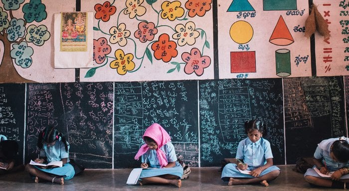 Children in India go to school